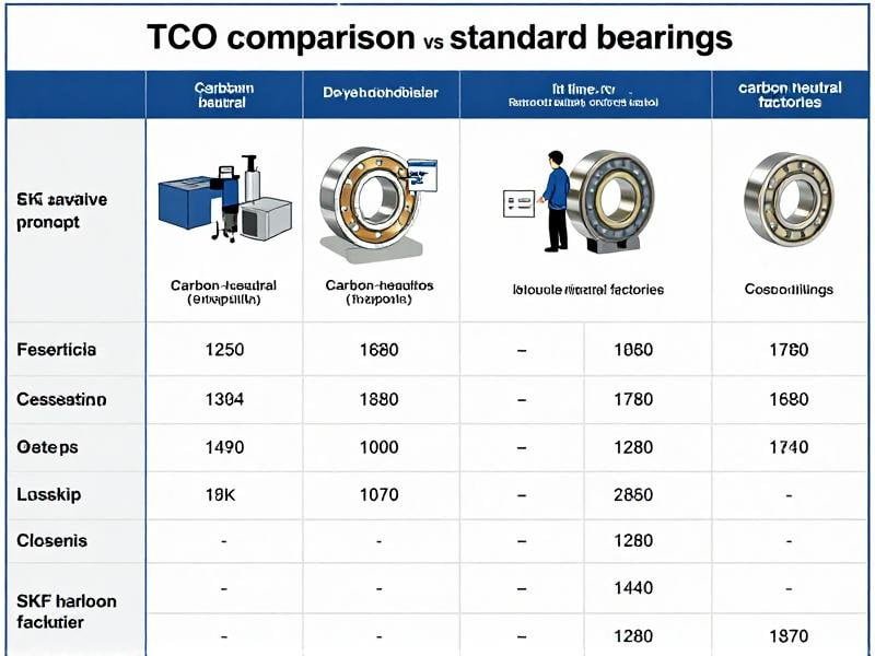 TCO comparison chart for carbon-neutral vs standard bearings