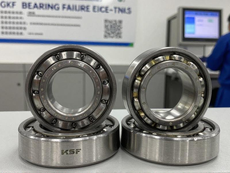 Genuine SKF bearing reliability verification process Bearing failure analysis showing spalling on counterfeit unit versus intact genuine SKF raceway
