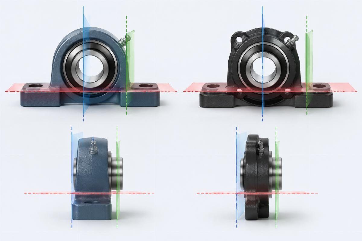 Comparison diagram of UCP and SAF series mounting datum reference planes