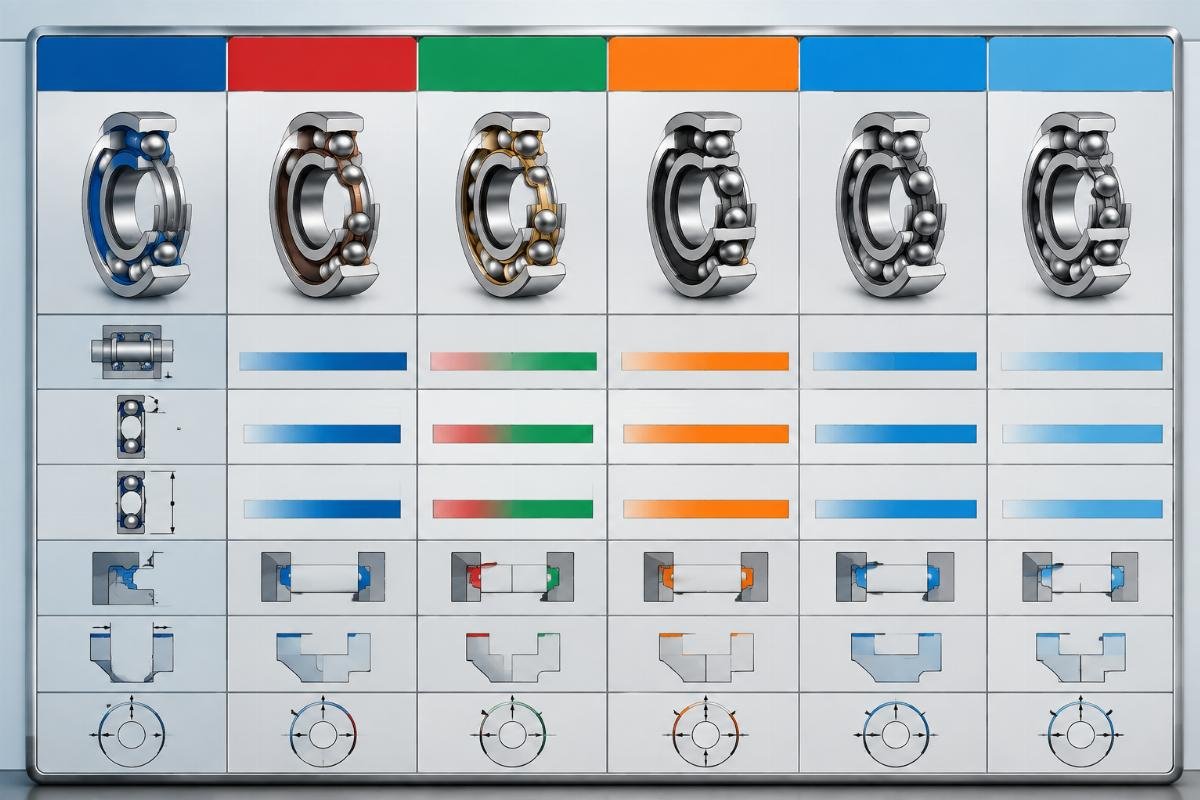 Cross-reference interchange chart showing SKF NSK FAG TIMKEN NTN KOYO dimension and clearance alignment