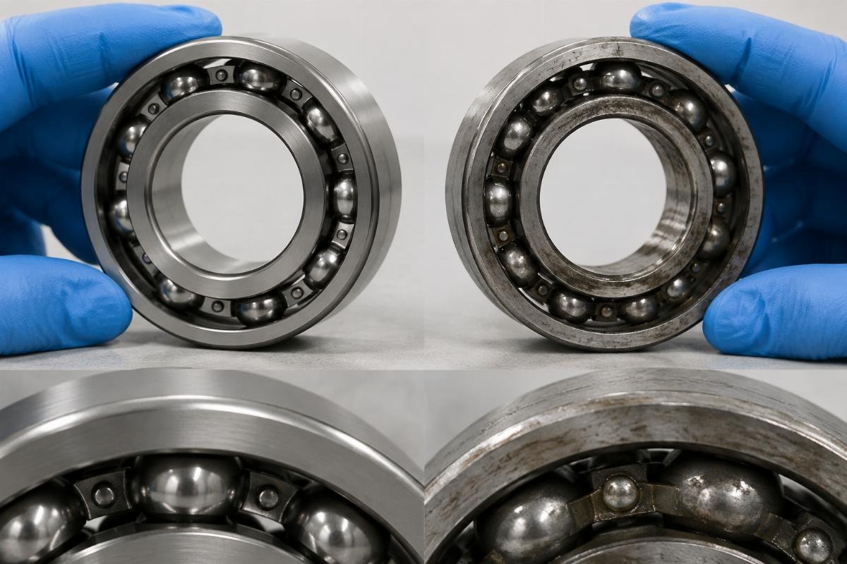 Physical marking comparison between genuine and counterfeit SKF bearings